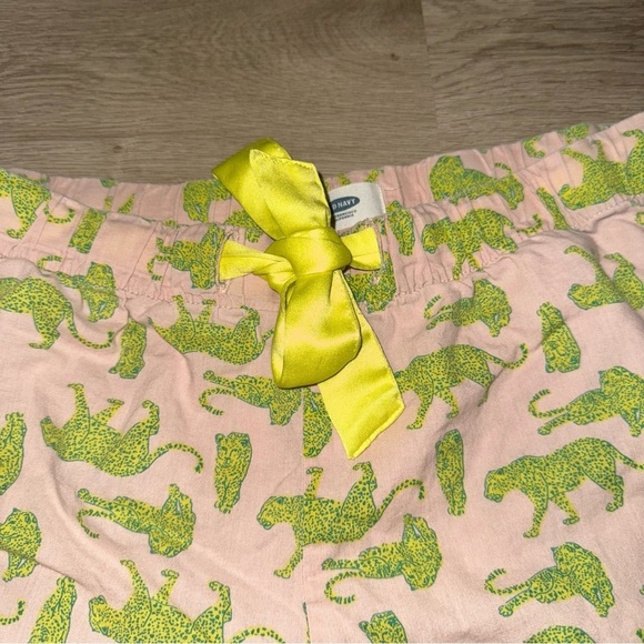 Old Navy Pink & Green Cheetah Pajama Shorts - Picture 3 of 7